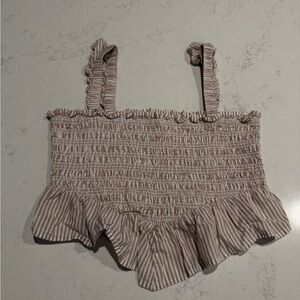 Striped Ruffle Smocked Top American Eagle